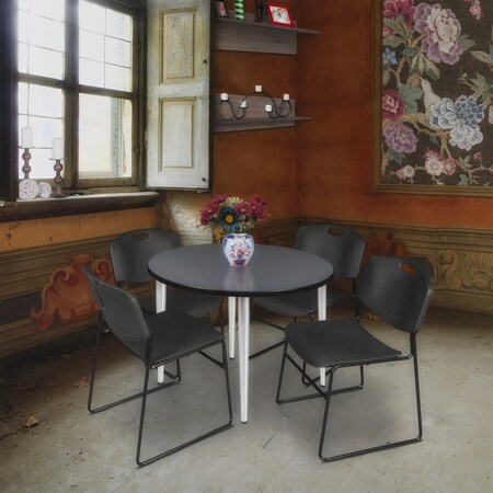 Regency Kahlo Round Table & Chair Sets, 42 W, 42 L, 29 H, Wood, Metal, Polypropylene Top, Grey TPL42RNDGYCM44BK